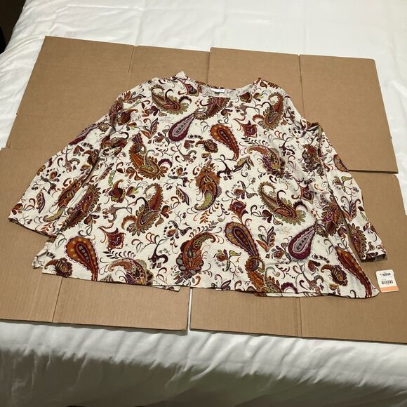 J. Jill Tops - J. JILL Women's Plus Size 4X Red White Pullover Tunic Top Paisley